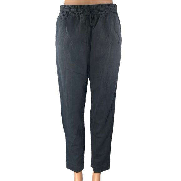 COS Women's Black Linen Straight High Waist Drawstring Pull On Trousers Pants 4 - Picture 1 of 4